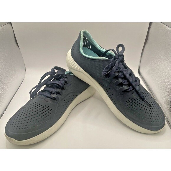 Crocs Womens LiteRide Pacer Navy Lace up Mesh Shoes 205234‎ Sz 10 - Picture 1 of 9